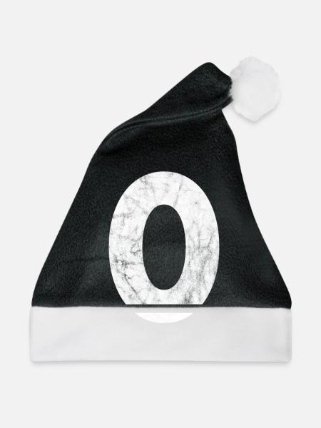 Zahl 0, Nummer 0, 0, Zero, Number Zero, Null - Weihnachtsmütze - Schwarz/Weiß - Vorne
