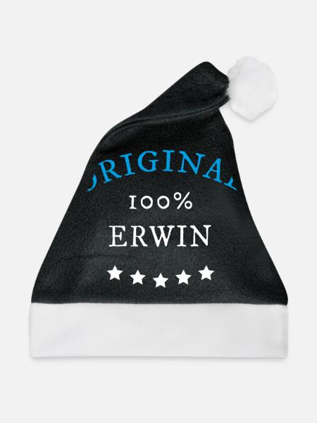 Original 100% Erwin, Geschenk, - Weihnachtsmütze - Schwarz/Weiß
