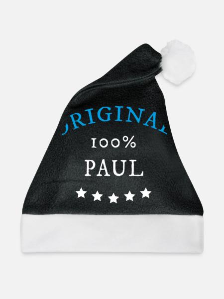 Original 100% Paul, Geschenk, Namen - Weihnachtsmütze - Schwarz/Weiß