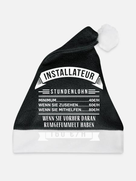 INSTALLATEUR STUNDENLOHN - Weihnachtsmütze - Schwarz/Weiß