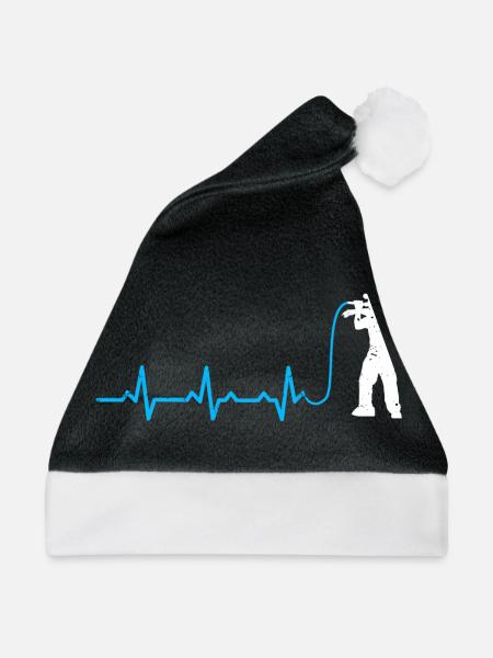 MC rappen herzschlag mikrofon geschenk heartbeat - Weihnachtsmütze - Schwarz/Weiß - Vorne