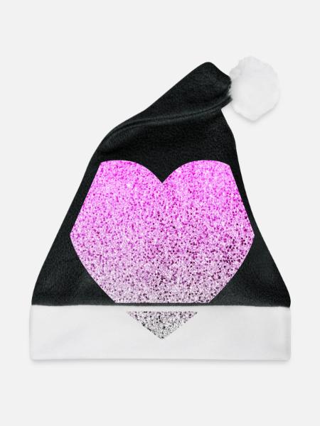Glitter Herz - Weihnachtsmütze - Schwarz/Weiß