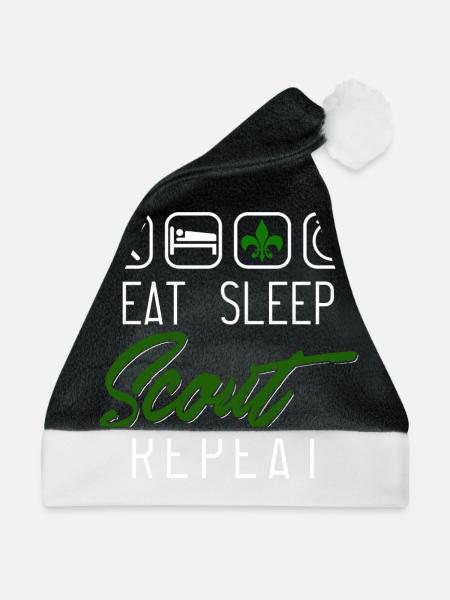 Eat Sleep Scout Repeat - Weihnachtsmütze - Schwarz/Weiß