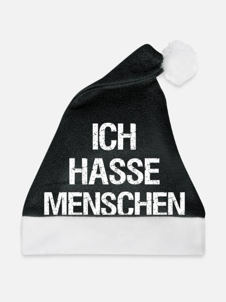 Ich hasse Menschen lustig Geschenkidee - Weihnachtsmütze - Schwarz/Weiß - Vorne
