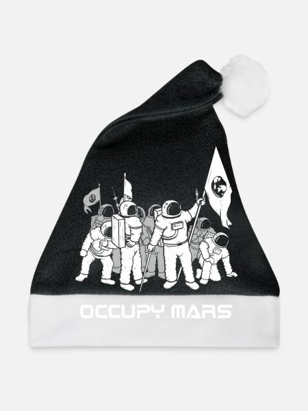 Occupy Mars Astronaut Exploration Journey Tshirt - Weihnachtsmütze - Schwarz/Weiß - Vorne