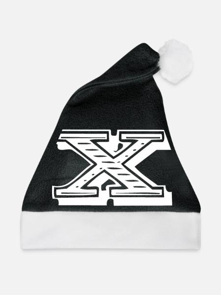 Buchstabe X - Weihnachtsmütze - Schwarz/Weiß