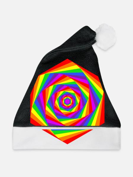 Regenbogen Hexagon - Weihnachtsmütze - Schwarz/Weiß