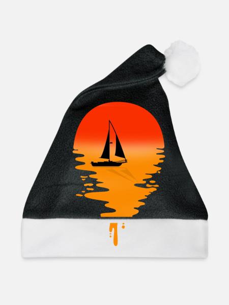 Segelboot - Weihnachtsmütze - Schwarz/Weiß - Vorne