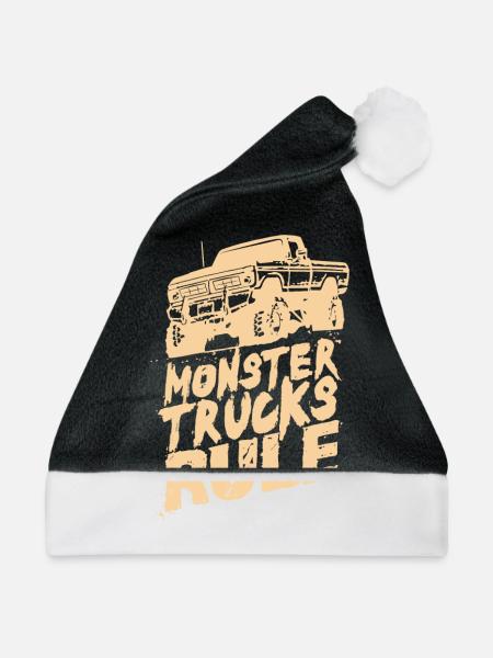 Monster Trucks Rule Monstertruck Auto Geschenk - Weihnachtsmütze - Schwarz/Weiß