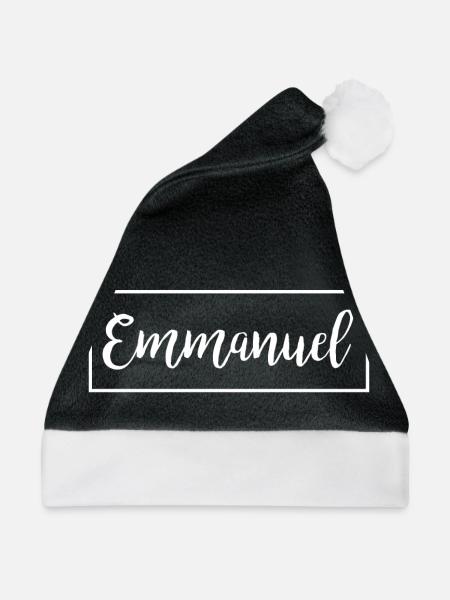 Emmanuel Gott ist mit uns Geschenk Idee - Weihnachtsmütze - Schwarz/Weiß - Vorne