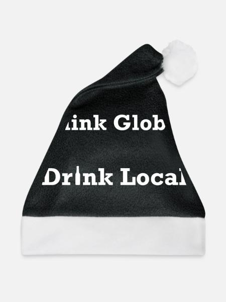 Think Global Drink Local - Weihnachtsmütze - Schwarz/Weiß - Vorne