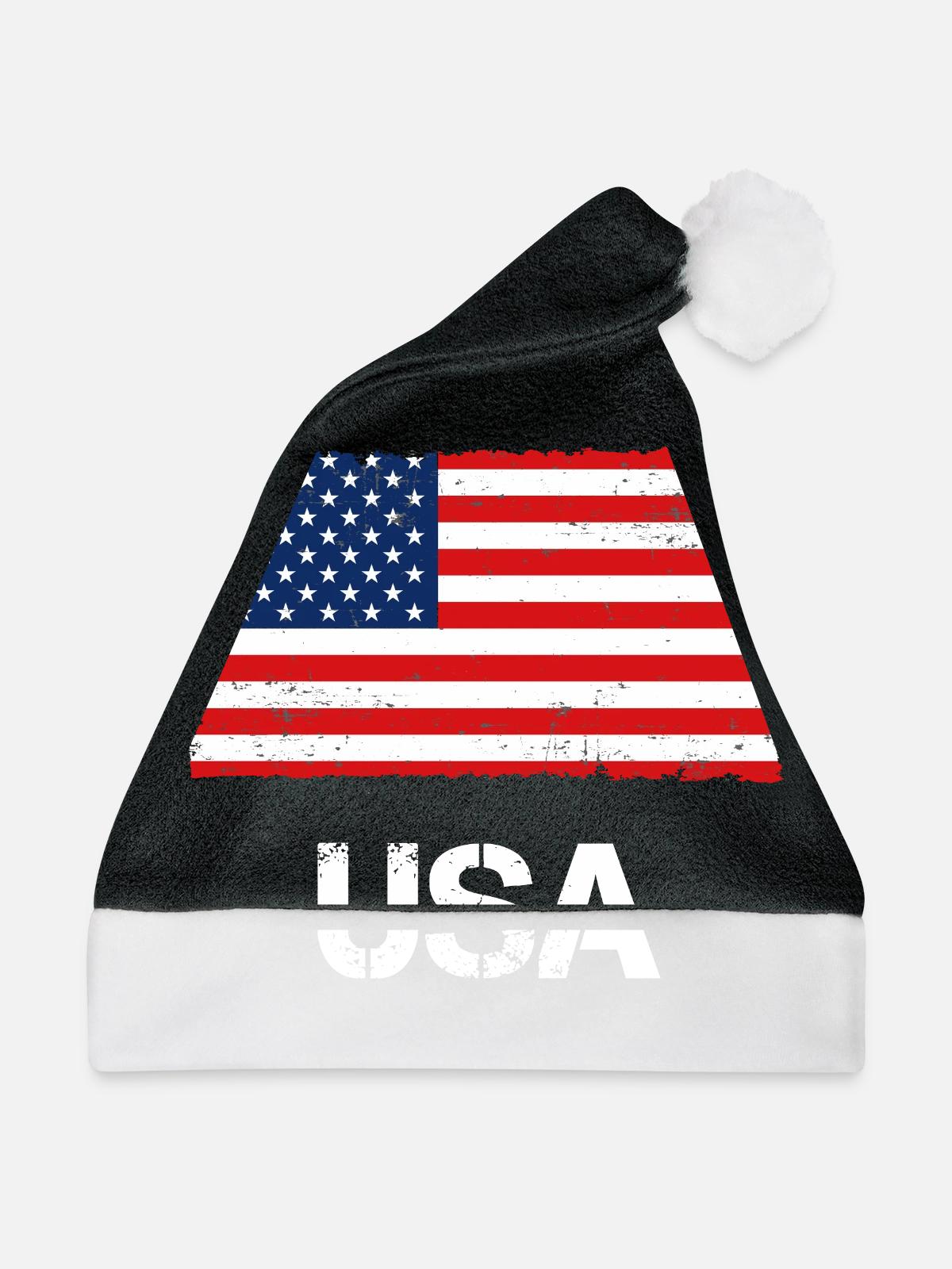 USA - Weihnachtsmütze - Schwarz/Weiß - Vorne