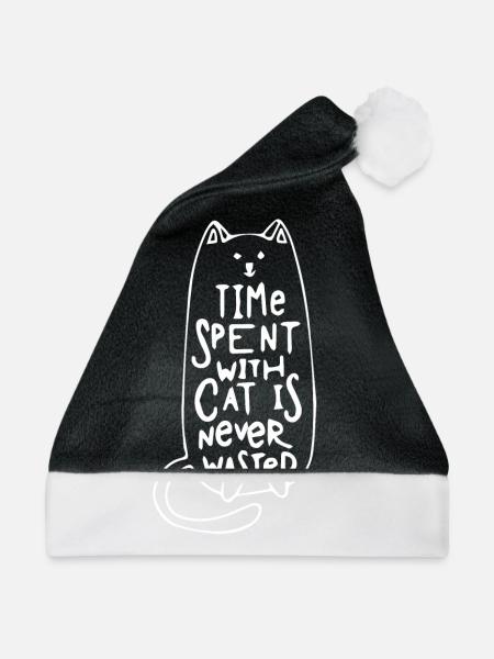 Zeit mit Katze verbringen Freizeit Mieze Geschenk - Weihnachtsmütze - Schwarz/Weiß