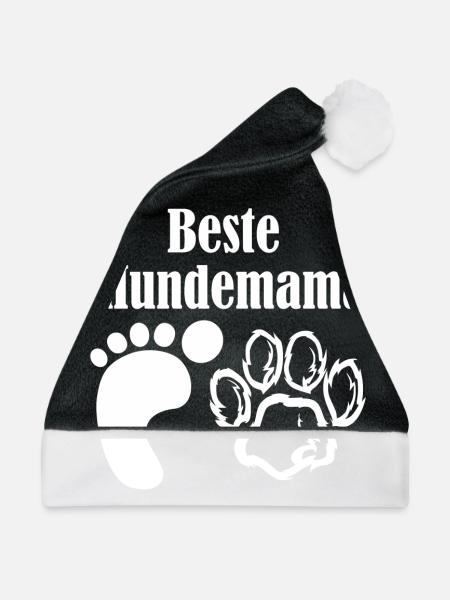 Beste Hundemama - Weihnachtsmütze - Schwarz/Weiß