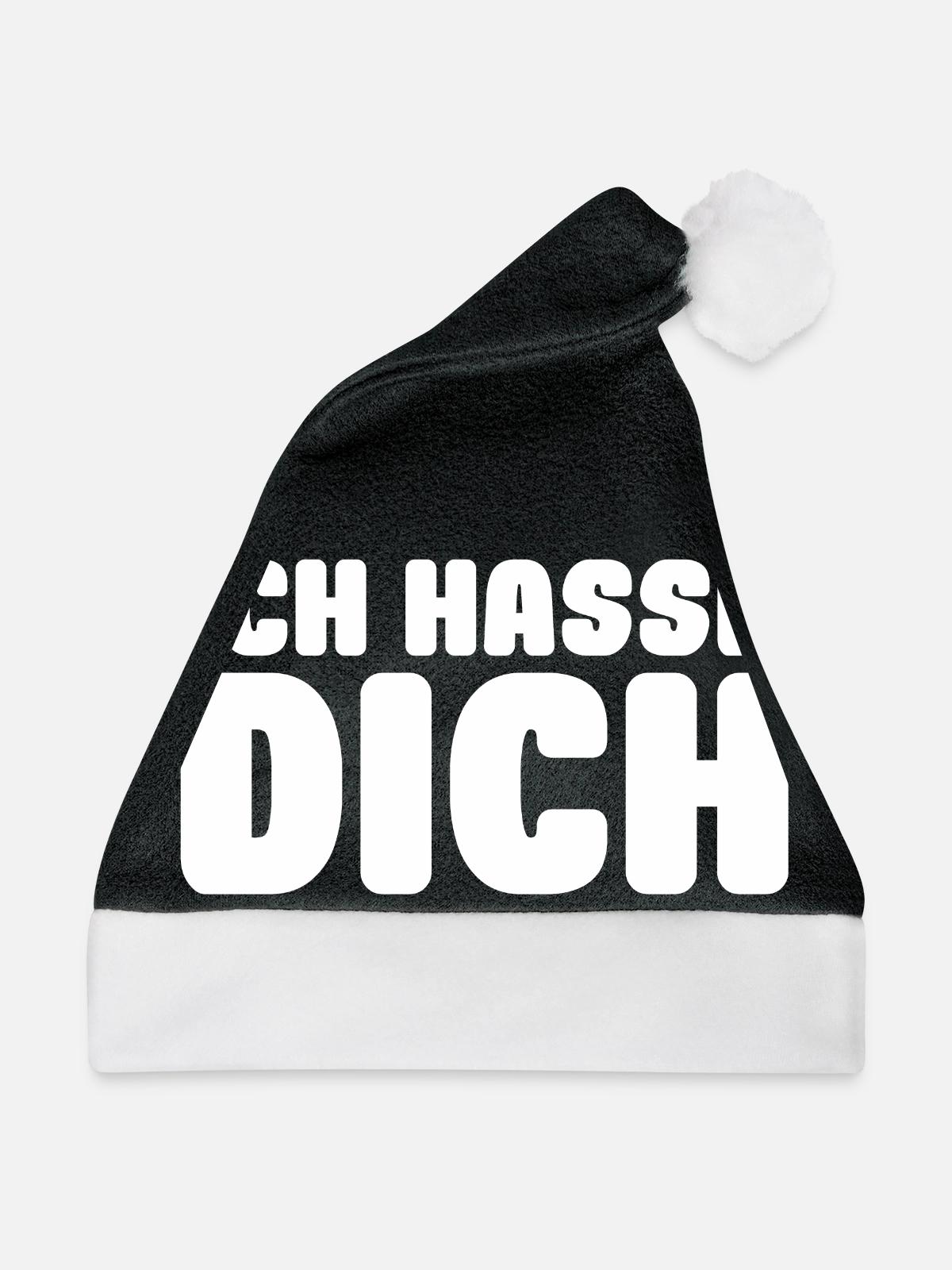 ich hasse dich - Weihnachtsmütze - Schwarz/Weiß - Vorne
