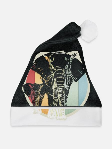 Bunter retro Elefant - Weihnachtsmütze - Schwarz/Weiß