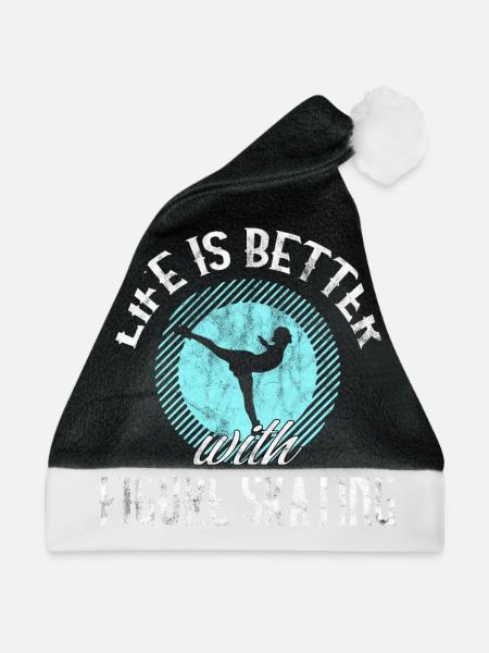 Eiskunstlauf Eiskunstläufer Retro Vintage Geschenk - Weihnachtsmütze - Schwarz/Weiß