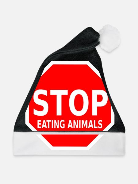 STOP EATING ANIMALS - Weihnachtsmütze - Schwarz/Weiß - Vorne