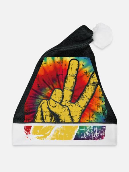 Peace Frieden Hippie - Weihnachtsmütze - Schwarz/Weiß