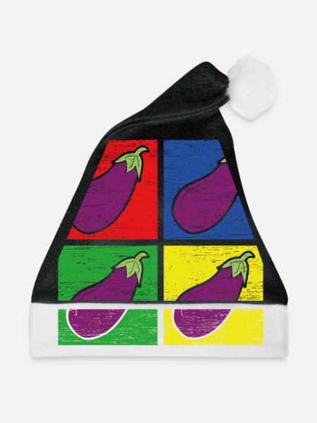 Aubergine - Weihnachtsmütze - Schwarz/Weiß