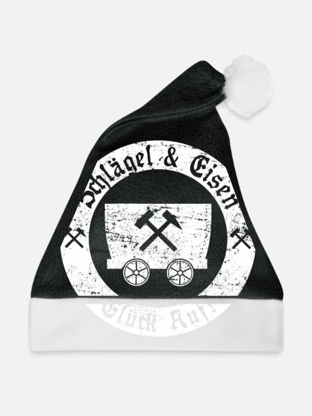 Glück Auf! Logo Schlägel und Eisen vintage - Weihnachtsmütze - Schwarz/Weiß