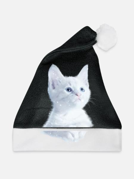 Kitty Kätzchen Katzen Shirt - Weihnachtsmütze - Schwarz/Weiß
