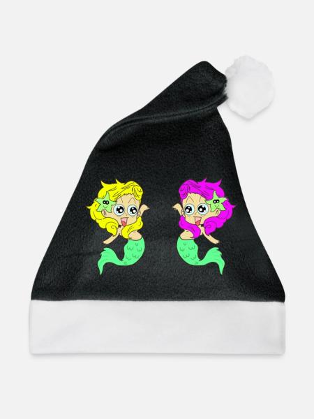 Meerjungfrau Meerjungfrauen - Weihnachtsmütze - Schwarz/Weiß - Vorne