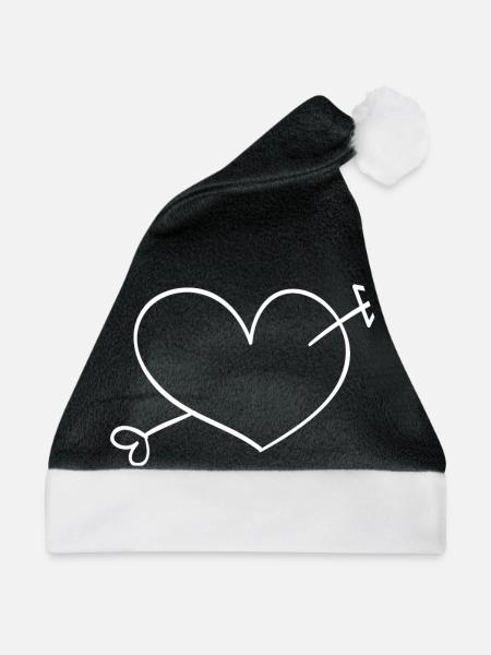 herzchen liebe - Weihnachtsmütze - Schwarz/Weiß - Vorne