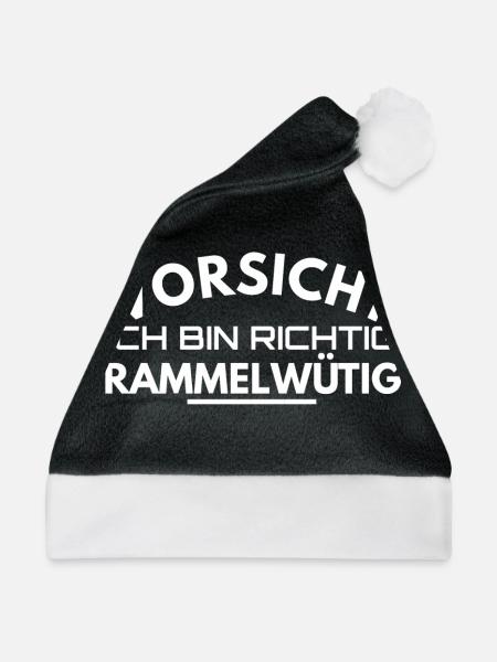 Vorsichtig ich bin richtig rammelwütig - Weihnachtsmütze - Schwarz/Weiß