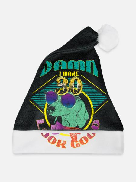 30. Geburtstag - Weihnachtsmütze - Schwarz/Weiß - Vorne