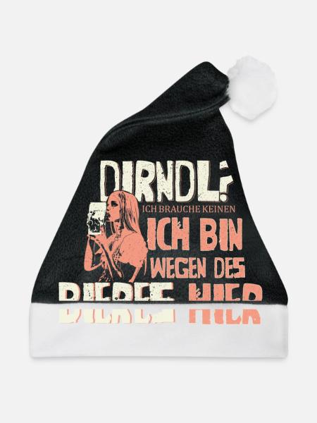Dirndl - Weihnachtsmütze - Schwarz/Weiß
