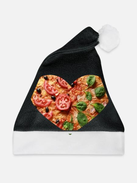 Pizza Herz - Weihnachtsmütze - Schwarz/Weiß