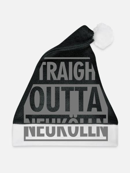 Straight outta Neukölln - Weihnachtsmütze - Schwarz/Weiß - Vorne