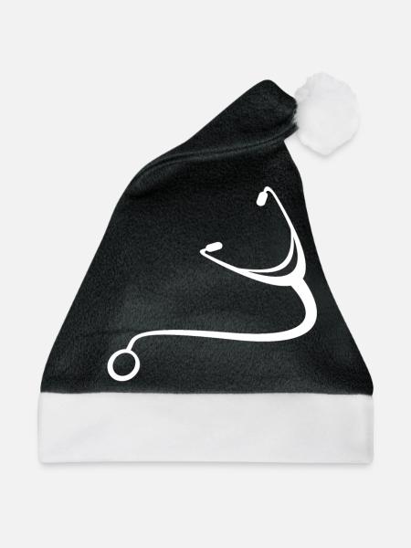 Stethoskop - Weihnachtsmütze - Schwarz/Weiß - Vorne