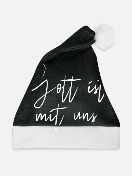 Gott ist mit uns - Weihnachtsmütze - Schwarz/Weiß - Vorne