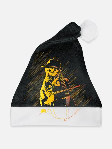Katze Cello Geschenk - Weihnachtsmütze - Schwarz/Weiß