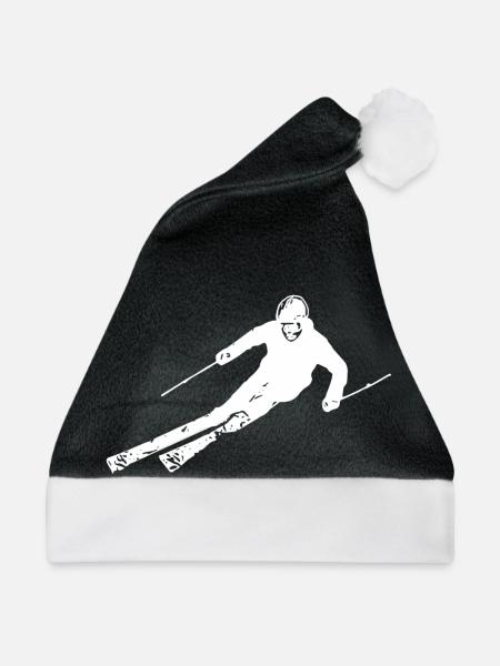 Skifahrer Symbol Skier Silhouette Ski Skifahren - Weihnachtsmütze - Schwarz/Weiß