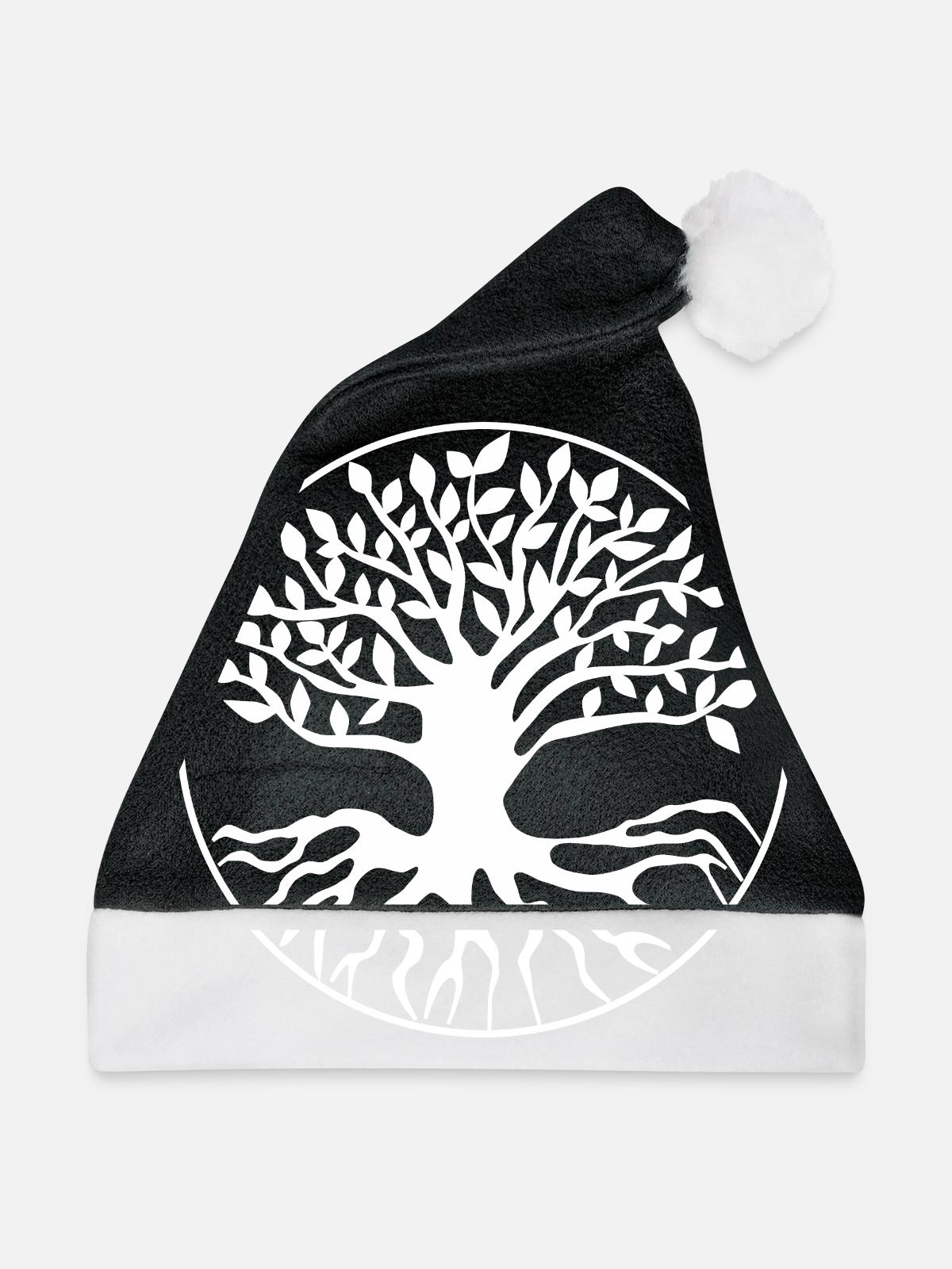 Baum Lebensbaum - Weihnachtsmütze - Schwarz/Weiß - Vorne