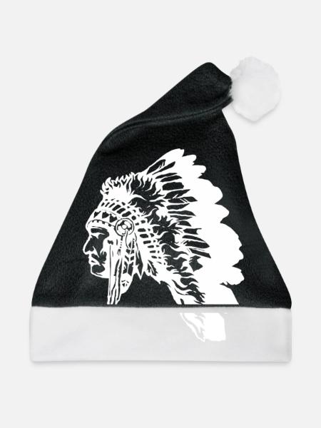 Indianer - Weihnachtsmütze - Schwarz/Weiß - Vorne