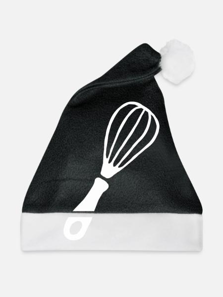 Schneebesen Hobbykoch kochen backen Küche Geschenk - Weihnachtsmütze - Schwarz/Weiß - Vorne