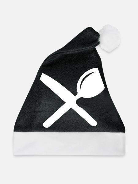 Messer und Löffel zum essen - Weihnachtsmütze - Schwarz/Weiß - Vorne