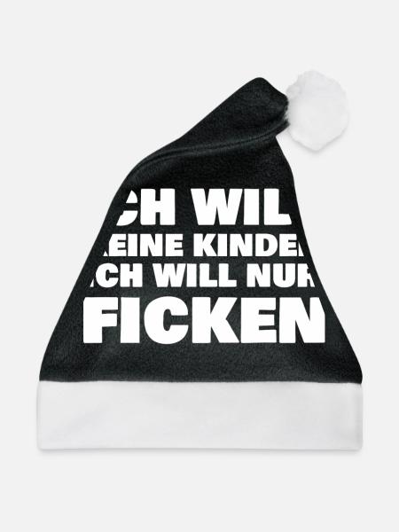 Ich will nur Ficken - Weihnachtsmütze - Schwarz/Weiß - Vorne
