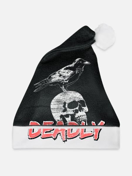 Rabe Nacht Vogel - Weihnachtsmütze - Schwarz/Weiß - Vorne