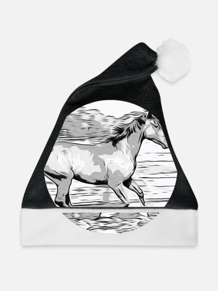 Pferd - Weihnachtsmütze - Schwarz/Weiß