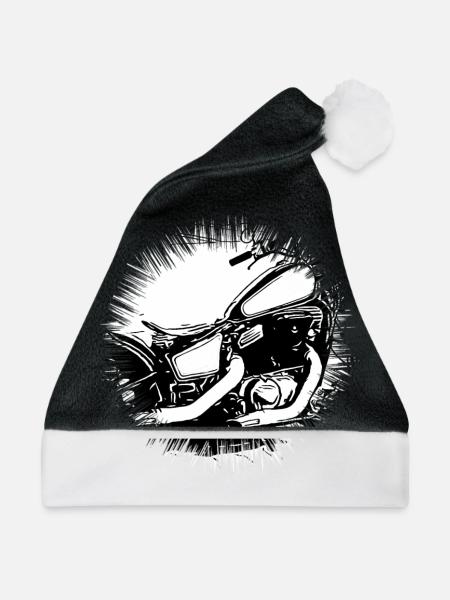 Motorrad - Weihnachtsmütze - Schwarz/Weiß