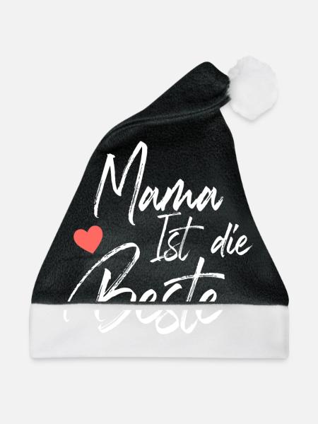 Mama ist die Beste - Weihnachtsmütze - Schwarz/Weiß - Vorne