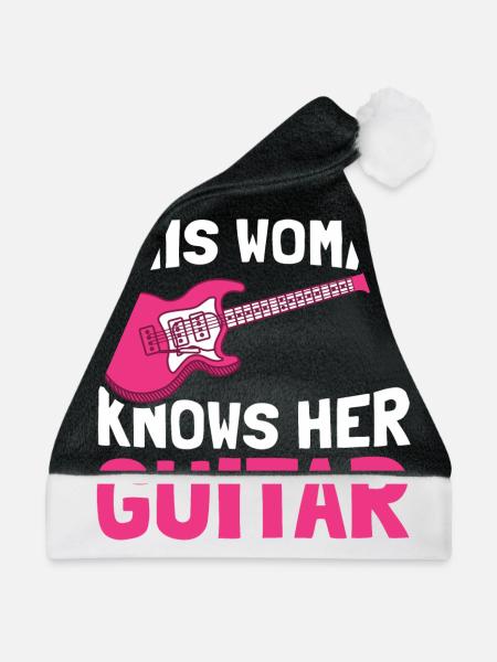 E-Gitarre Elektrogitarre Gitarrist Gitarre - Weihnachtsmütze - Schwarz/Weiß - Vorne