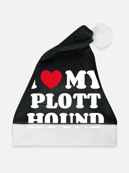 I Love My Plott Hound - Weihnachtsmütze - Schwarz/Weiß - Vorne