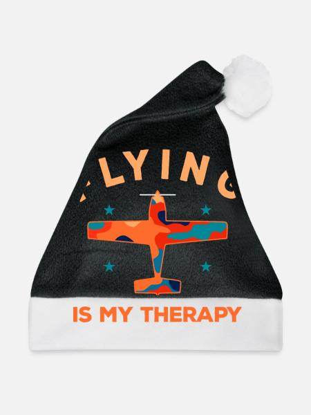 Fliegen ist meine Therapie - Color Geschenk Pilot - Weihnachtsmütze - Schwarz/Weiß - Vorne