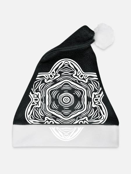 Geometrische Mandala Blumen Muster Form - Weihnachtsmütze - Schwarz/Weiß - Vorne